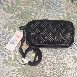 Lug Black Quilted Crossbody Bag with Adjustable Strap